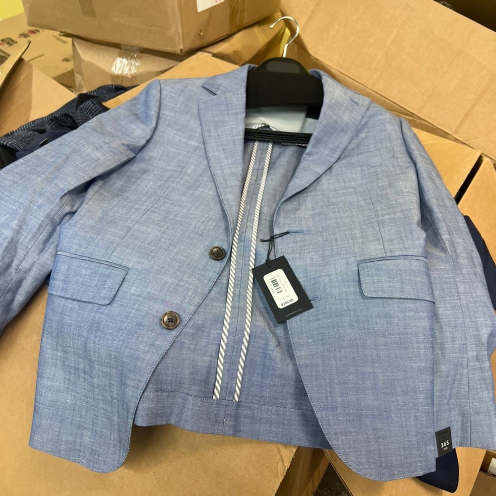 Bonobos Foundation Chambray Suit Jacket Men Blue Chambray 36S  Slim Fit NEW